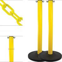 Industrial Stanchion Kit with Plastic Chain, 37" High, Yellow NRZ Safety Inc.