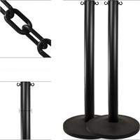 Industrial Stanchion Kit with Plastic Chain, 37" High, Black NRZ Safety Inc.