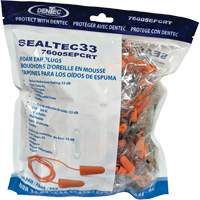 SEALTEC33 Orange Tapered PU Foam Disposable Earplugs, Bulk - Polybag, Corded NRZ Safety Inc.