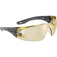 Lunettes de s&eacute;curit&eacute; RUSH+ 2.0 avec monture noire et grise, M/G, Lentille Ambr&eacute;e, Antibu&eacute;e/Anti-&eacute;gratignures, ANSI Z87+ NRZ Safety Inc.