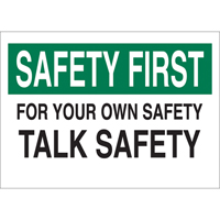 "Talk Safety" Sign, 10" x 14", Aluminum, English NRZ Safety Inc.