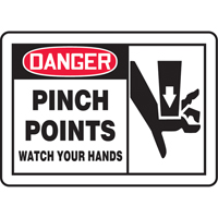 Enseigne  Pinch Points , 7" x 10", Plastique, Anglais avec pictogramme NRZ Safety Inc.