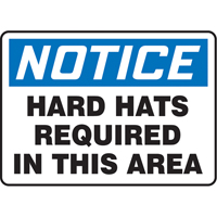 "Hard Hats Required" Sign, 7" x 10", Vinyl, English NRZ Safety Inc.