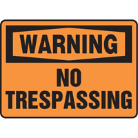 "No Trespassing" Sign, 7" x 10", Vinyl, English NRZ Safety Inc.