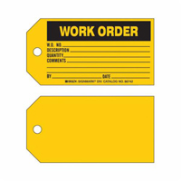 "Work Order" Tag, Paper, 5-3/4" W x 3" H, English NRZ Safety Inc.