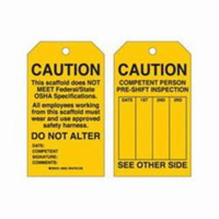 Scaffold Safety Tags, Polyester, 4" W x 7" H, English NRZ Safety Inc.