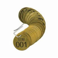 Numbered "STM" Valve Tags, # 001-025, Brass, 1.5" dia NRZ Safety Inc.