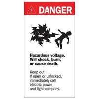 "Danger Hazardous Voltage" Sign, 8" x 4-1/2", Acrylic, English with Pictogram NRZ Safety Inc.