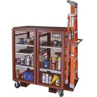 Mobile Mesh Cabinet, Steel, 37 Cubic Feet, Red NRZ Safety Inc.