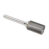 Solid Carbide Burrs - Cylinder Shape with End Cut, SB-6, 3/5" Dia., 1/4" Shank, 24.4 mm Depth of Cut NRZ Safety Inc.