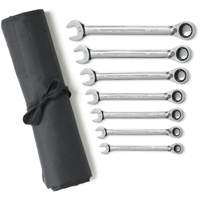 Jeu de cl&eacute;s &agrave; cliquets r&eacute;versibles SAE &agrave; 12 pans et 72 dents avec pochette &agrave; outils enroulable, Combinaison, 7 morceaux, Imp&eacute;rial NRZ Safety Inc.
