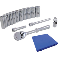 Jeu de douilles et accessoires, 15 Mcx, Prise de 3/8", Profond NRZ Safety Inc.