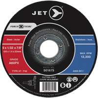 Power Xtreme Cut-Off Wheels for Angle Grinders - Steel/Stainless Steel, 5" x 1/16", 7/8" Arbor, Type 27, 12200 RPM NRZ Safety Inc.
