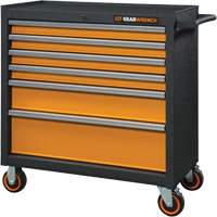 GSX Series Rolling Tool Cabinet, 6 Drawers, 36" W x 18-1/5" D x 37-2/5" H, Black/Orange NRZ Safety Inc.