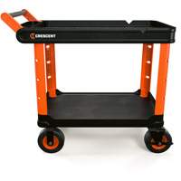 Chariot utilitaire industriel &agrave; 2 tablettes RAILWORKS avec roulettes de 8", 47" lo x 24-1/2" la x 37-4/5" h, Noir/Orange NRZ Safety Inc.
