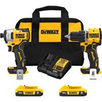 Ensemble de tournevis &agrave; chocs & tournevis/perceuse compact et sans balai ATOMIC, Lithium-ion, 20 V NRZ Safety Inc.