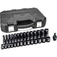 6-Point Metric Socket Set, 29 Pcs, Impact, 3/8" Drive Size, Deep NRZ Safety Inc.