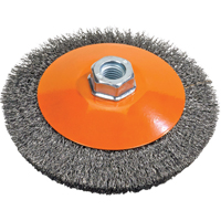 Brosse soucoupe &agrave; fils nou&eacute;s torsad&eacute;s, Dia. 5", Fils 0,02", Arbre 5/8"-11, Acier NRZ Safety Inc.