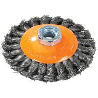 Brosse concave &agrave; fils nou&eacute;s torsad&eacute;s, Dia. 7", Fils 0,02", Arbre 5/8"-11, Acier NRZ Safety Inc.