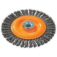 Brosse &agrave; fils nou&eacute;s pour cordons de soudure, Dia. 4", Fils 0,02", Arbre 5/8"-11, Acier NRZ Safety Inc.