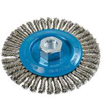 Brosse &agrave; fils &eacute;troits nou&eacute;s et torsad&eacute;s, Dia. 5", Fils 0,02", Arbre 5/8"-11, Aluminium/Acier inoxydable NRZ Safety Inc.