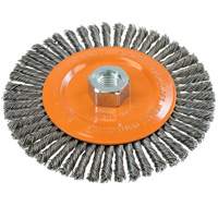 Brosse &agrave; fils nou&eacute;s pour cordons de soudure, Dia. 6", Fils 0,02", Arbre 5/8"-11, Acier NRZ Safety Inc.