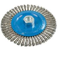 Brosse &agrave; fils &eacute;troits nou&eacute;s et torsad&eacute;s, Dia. 6", Fils 0,02", Arbre 5/8"-11, Aluminium/Acier inoxydable NRZ Safety Inc.