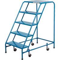 Rolling Step Ladder, 5 Steps, 18" Step Width, 46" Platform Height, Steel NRZ Safety Inc.