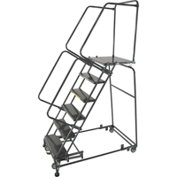 Weight Actuated Lockstep Rolling Ladders, 5 Steps, 24" Step Width, 50" Platform Height, Steel NRZ Safety Inc.