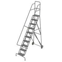 Steel Rolling Ladder, 10 Steps, 16" Step Width, 100" Platform Height, Steel NRZ Safety Inc.
