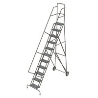 Steel Rolling Ladder, 11 Steps, 16" Step Width, 110" Platform Height, Steel NRZ Safety Inc.