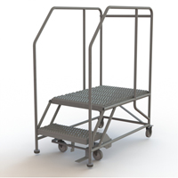 Plateforme de travail mobile, Acier, 2 Marches, 20" ha, 35" p, 24" Marche, Stri&eacute; NRZ Safety Inc.