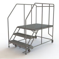Plateforme de travail mobile, Acier, 3 Marches, 30" ha, 48" p, 36" Marche, Stri&eacute; NRZ Safety Inc.