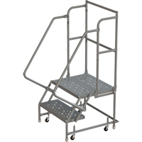 Deep Top Step Rolling Ladder, 2 Steps, 24" Step Width, 20" Platform Height, Steel NRZ Safety Inc.