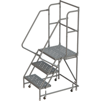 Escabeaux roulants &agrave; dessus profond, 3 marches, Largeur de la marche 16", Hauteur de la plateforme 30", Acier NRZ Safety Inc.