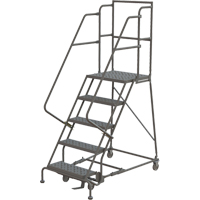 Escabeaux roulants &agrave; dessus profond, 5 marches, Largeur de la marche 16", Hauteur de la plateforme 50", Acier NRZ Safety Inc.