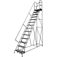 Escabeaux roulants &agrave; dessus profond, 14 marches, Largeur de la marche 24", Hauteur de la plateforme 140", Acier NRZ Safety Inc.