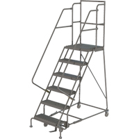 Deep Top Step Rolling Ladder, 6 Steps, 16" Step Width, 60" Platform Height, Steel NRZ Safety Inc.