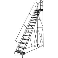 Deep Top Step Rolling Ladder, 14 Steps, 24" Step Width, 140" Platform Height, Steel NRZ Safety Inc.
