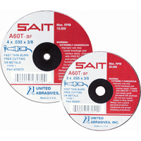 Cut-Off Wheel, 4" x 0.045", 5/8" Arbor, Type 27, Aluminum Oxide, 13500 RPM NRZ Safety Inc.