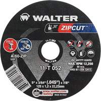 Meule &agrave; tronçonner Zipcut, 5" x 3/64", Arbre de 7/8", Type 1, Oxyde d'aluminium, 12 200 Tr/min NRZ Safety Inc.