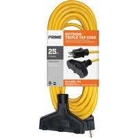 Vinyl Extension Cord, Outdoor, SJTW, 12/3 AWG, 15 A, 3 Outlet(s), 25' NRZ Safety Inc.