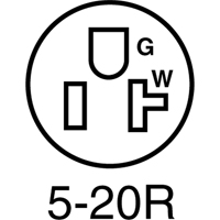 2-Pole 3-Wire Grounding Straight Blade Connector, 5-20P, Nylon NRZ Safety Inc.