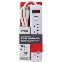 Surge Protector, 6 Outlets, 750 J, 1875, 3' Cord NRZ Safety Inc.