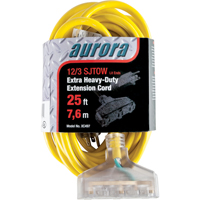 Vinyl Extension Cord with Light Indicator, Outdoor, SJTOW, 12/3 AWG, 15 A, 3 Outlet(s), 25' NRZ Safety Inc.