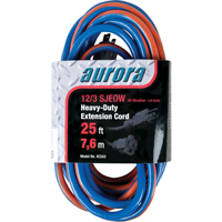 TPE-Rubber Extension Cord With Light Indicator, All-Weather, SJEOW, 12/3 AWG, 15 A, 25' NRZ Safety Inc.