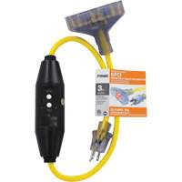 Shocksafe&reg; GFCI Triple Tap Adapter, 125 V, 15 A, 3' Cord NRZ Safety Inc.
