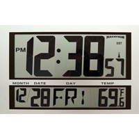 Jumbo Clock, Digital, Battery Operated, 16.5" W x 1.7" D x 11" H, Silver NRZ Safety Inc.