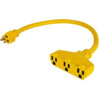 Adaptateur de rallonge d'alimentation, Ext&eacute;rieur, STOW, AWG 12/3, 15 A, 3 prise(s), 2' NRZ Safety Inc.